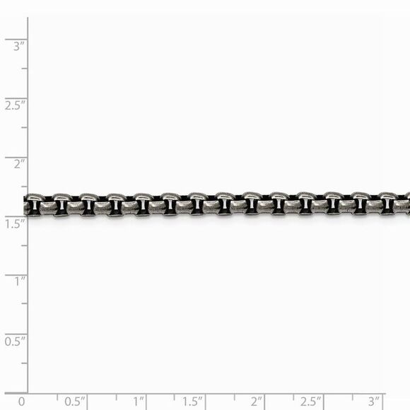 4mm Stainless Steel Antiqued Round Box Chain Necklace, 30 Inch - Picture 3 of 6